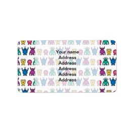 かわいいレインボーエイリアンモンスターズ ラベル