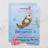 かわいいレインボーオッタホタロップス2nd誕生日パーティー 招待状 (正面/裏面)