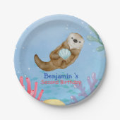 かわいいレインボーオッターホタロップスバースデーパーティー ペーパープレート (正面)