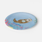 かわいいレインボーオッターホタロップスバースデーパーティー ペーパープレート (アングル)