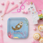 かわいいレインボーオッターホタロップスバースデーパーティー ペーパープレート (パーティー)