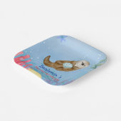 かわいいレインボーオッターホタロップスバースデーパーティー ペーパープレート (傾斜あり)