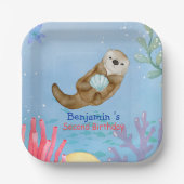 かわいいレインボーオッターホタロップスバースデーパーティー ペーパープレート (正面)