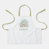 かわいいレインボーカラフルキッズ名 エプロン (正面)