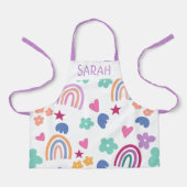 かわいいレインボーカラフルキッズ名 エプロン (正面)