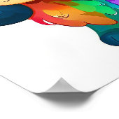 かわいいレインボーカラーの犬 ポスター (角)