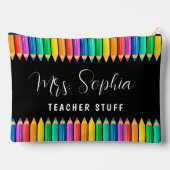かわいいレインボーカラーペンシルパーソナライズされた先生 アクセサリーポーチ (裏面)