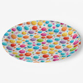 かわいいレインボーカラー水玉模様パターン ペーパープレート (アングル)