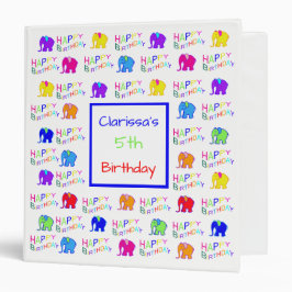 かわいいレインボーカラー漫画ゾウの子供誕生日