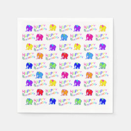 かわいいレインボーカラー漫画ゾウの子供誕生日 スタンダードカクテルナプキン