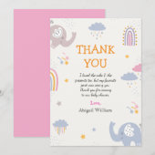 かわいいレインボーガールズベビーシャワーサンキューカード サンキューカード (正面/裏面)