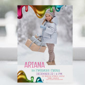 かわいいレインボーキッズ写真第3回スライムバースデーパーティー 招待状