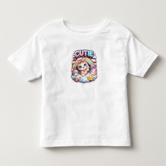 かわいいレインボーキティー トドラーTシャツ 超キュート カワイイ 幼児用 (正面)