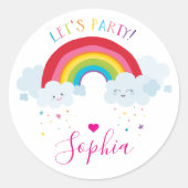 かわいいレインボークラウドかわいいイラストレーション ラウンドシール (正面)