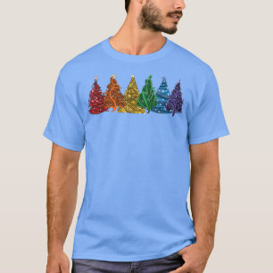 かわいいレインボークリスマスツリーズパジャマクリスマスビベスDec Tシャツ