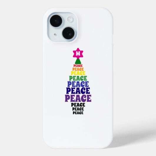 かわいいレインボークリスマスピースツリーアッドイニシャル Case-Mate iPhoneケース (裏面)