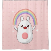 かわいいレインボークリップアート シャワーカーテン (正面)