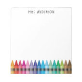 かわいいレインボークレヨン幼稚園先生学校 ノートパッド (正面)