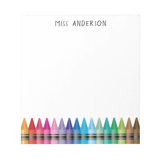 かわいいレインボークレヨン幼稚園先生学校 ノートパッド (正面)