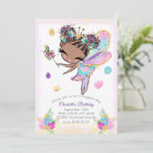かわいいレインボーグリッターダークスキンピクシー妖精 招待状 (スタンド正面)