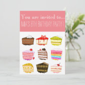 かわいいレインボーケーキの女の子やトゥイーンバースデーパーティー 招待状 (スタンド正面)