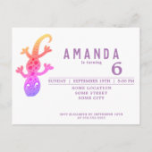 かわいいレインボーゲッコリザードバースデーパーティー インビテーションポストカード (裏面)