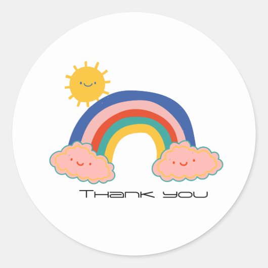 かわいいレインボーサンキッズ新学期DIY名 ラウンドシール (正面)