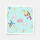 かわいいレインボーシャーク誕生日スターパーティーファミリーキッズ スタンダードカクテルナプキン (正面)