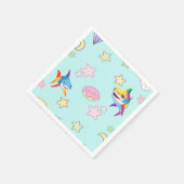 かわいいレインボーシャーク誕生日スターパーティーファミリーキッズ スタンダードカクテルナプキン (角)