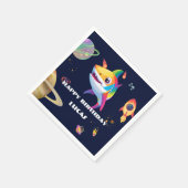 かわいいレインボーシャーク銀河系ロケット誕生日パーティー スタンダードカクテルナプキン (角)