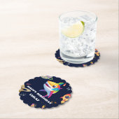 かわいいレインボーシャーク銀河系ロケット誕生日パーティー ペーパーコースター (インサイチュ)