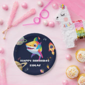 かわいいレインボーシャーク銀河系ロケット誕生日パーティー ペーパープレート (パーティー)