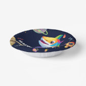 かわいいレインボーシャーク銀河系ロケット誕生日パーティー ペーパーボウル (傾斜あり)