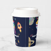 かわいいレインボーシャーク銀河系ロケット誕生日パーティー 紙コップ (右)
