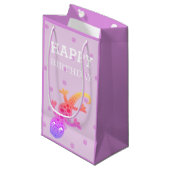 かわいいレインボージェッコトカゲonピンク スモールペーパーバッグ (正面アングル)