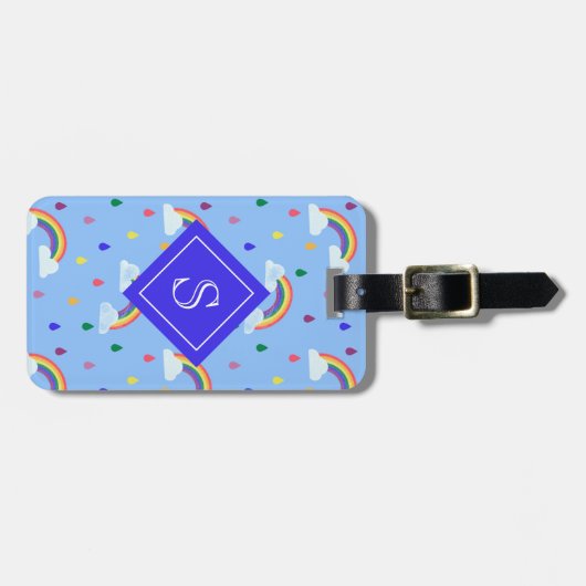 かわいいレインボースカイパターパーソナライズされたン ラゲッジタグ (正面横)