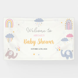 かわいいレインボーゾウ赤ちゃんシャワーの看板バナー 横断幕