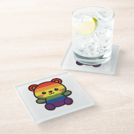 かわいいレインボーテディ – かわいいLGBTQ+プライドプラッシュ ガラスコースター