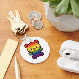 かわいいレインボーテディ – かわいいLGBTQ+プライドプラッシュ キーホルダー