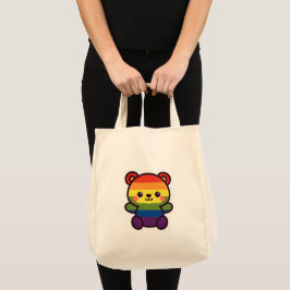 かわいいレインボーテディ – かわいいLGBTQ+プライドプラッシュ トートバッグ
