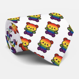 かわいいレインボーテディ – かわいいLGBTQ+プライドプラッシュ ネクタイ
