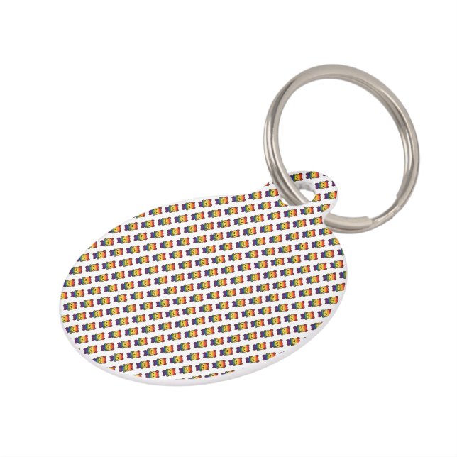 かわいいレインボーテディ – かわいいLGBTQ+プライドプラッシュ ペット　ネームタグ (側面)