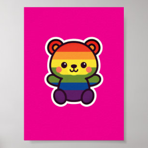 かわいいレインボーテディ – かわいいLGBTQ+プライドプラッシュ ポスター