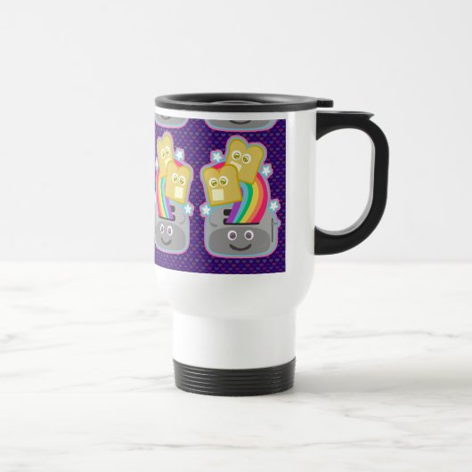 かわいいレインボートーストキャラクターおもしろい朝食 トラベルマグ (右)