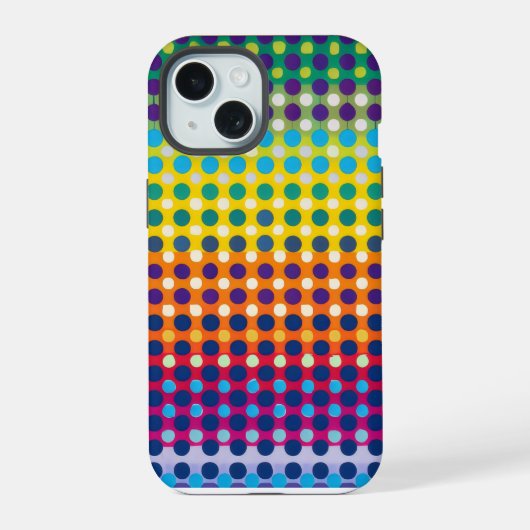 かわいいレインボードット柄 iPhone 15ケース (裏面)