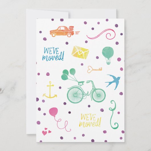 かわいいレインボーハウスムービングアナウンスメントカード 案内状 (裏面)