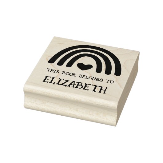 かわいいレインボーハートこの本は蔵書票 ラバースタンプ (スタンプ)