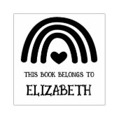 かわいいレインボーハートこの本は蔵書票 ラバースタンプ (インプリント)