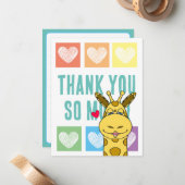 かわいいレインボーハートキリンありがとう ノートカード (正面/裏面インサイチュ)