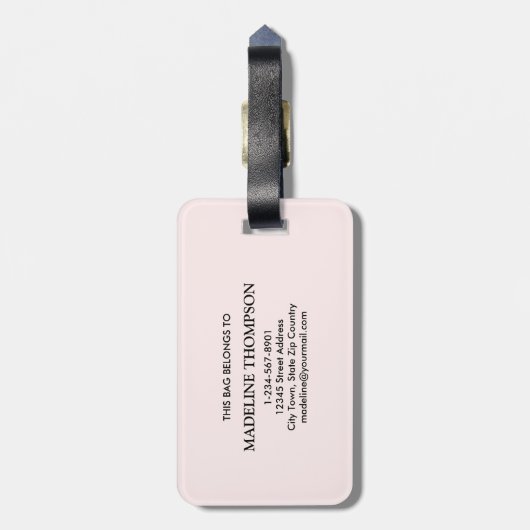 かわいいレインボーハートスクリプトモノグラムボホピンク ラゲッジタグ (裏面縦)